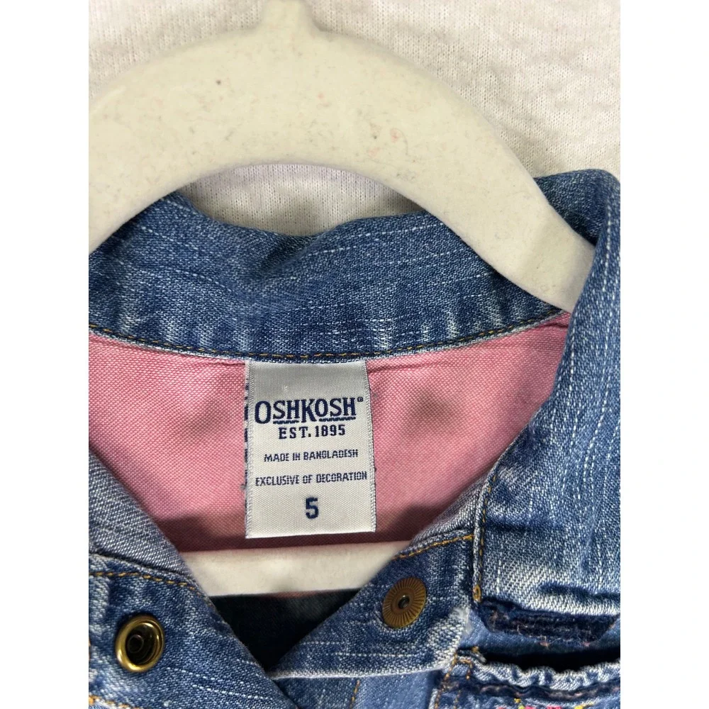 Cottagecore Floral‎ OshKosh Kids 5 Denim Embroidered Ruffle Button Front Dress